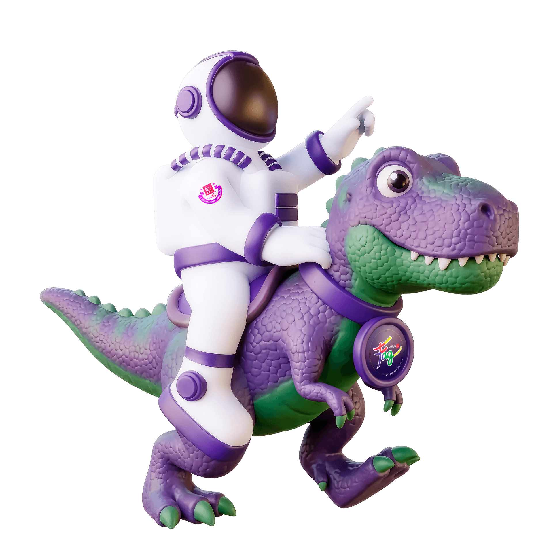Astronauta montado no dinossauro